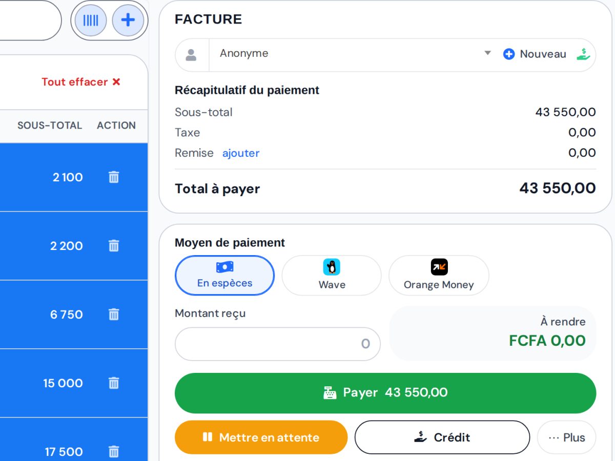 Paiement à la caisse YoriinApp